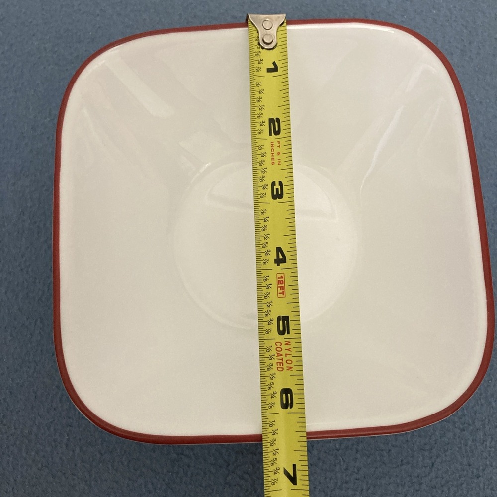 Corelle Coordinates Splendor White w/Red Rim Square Soup/Cereal Bowls - Set of 4 - Picture 12 of 13
